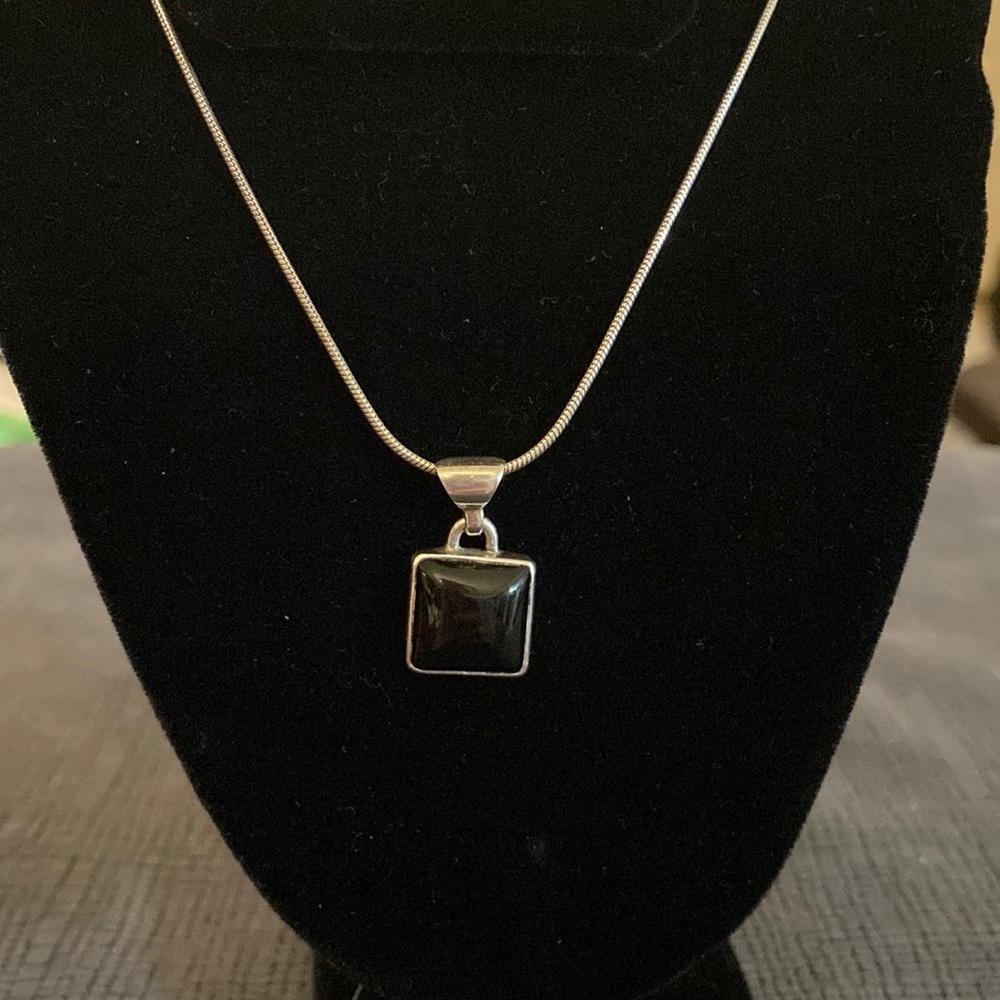 Sterling Silver and Onyx Necklace